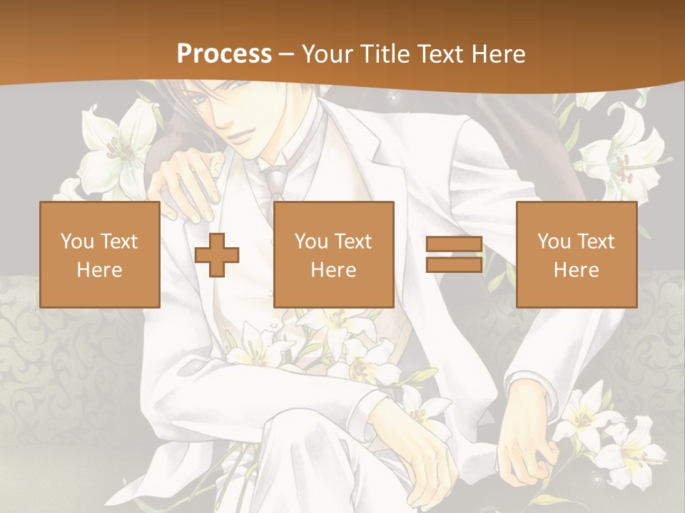 A Man And Woman Sitting On A Couch With Flowers PowerPoint Template