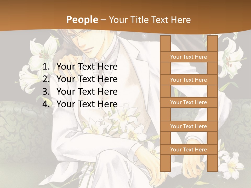 A Man And Woman Sitting On A Couch With Flowers PowerPoint Template