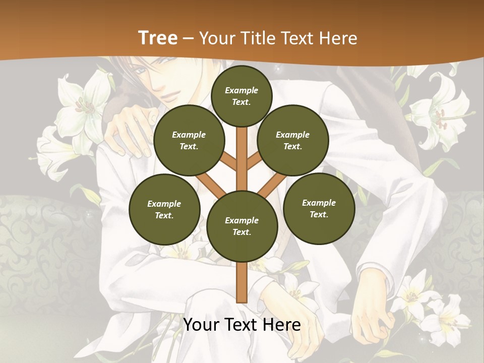 A Man And Woman Sitting On A Couch With Flowers PowerPoint Template