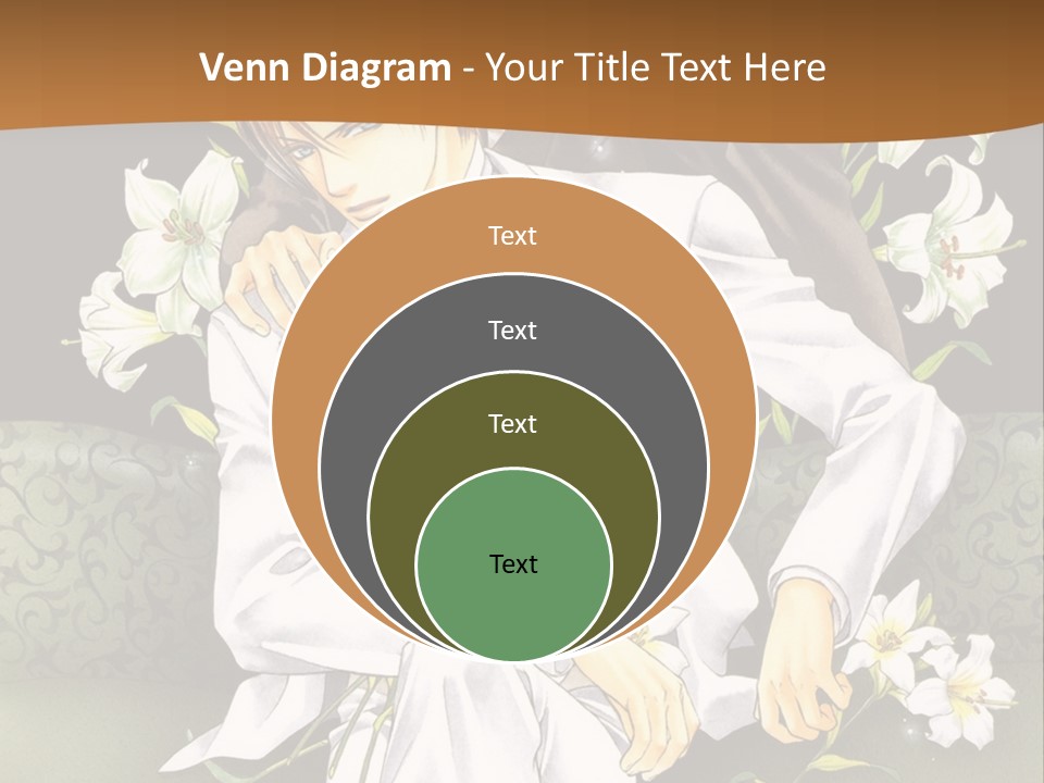 A Man And Woman Sitting On A Couch With Flowers PowerPoint Template