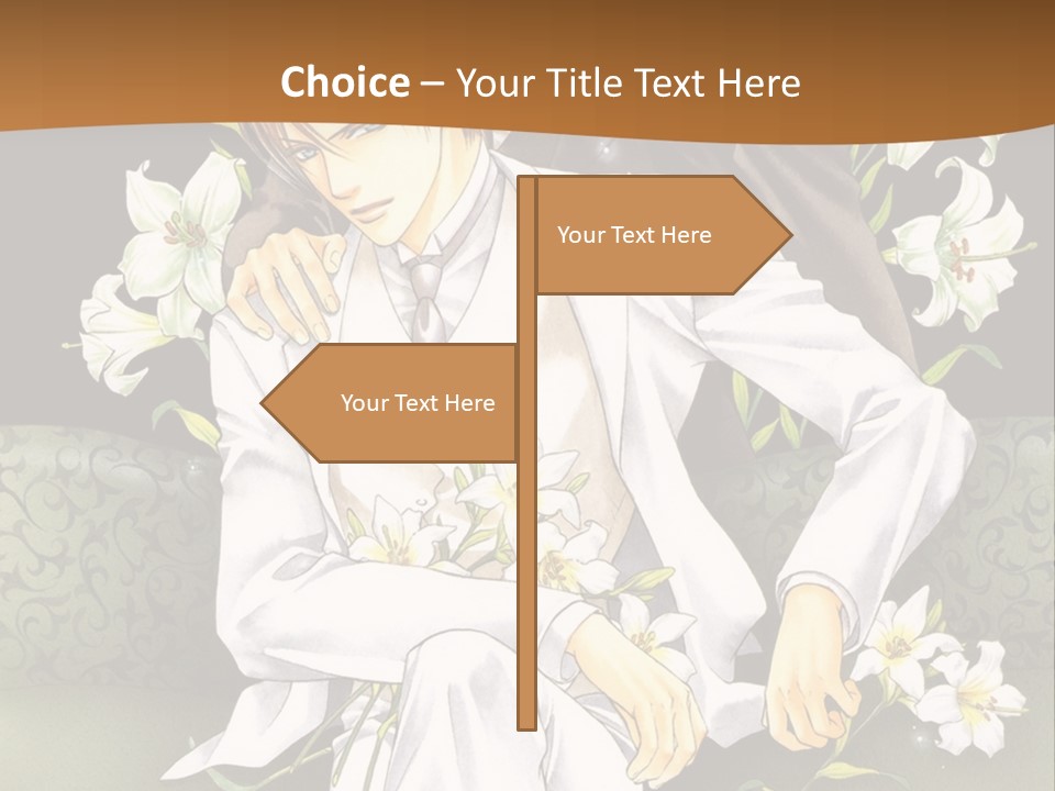 A Man And Woman Sitting On A Couch With Flowers PowerPoint Template