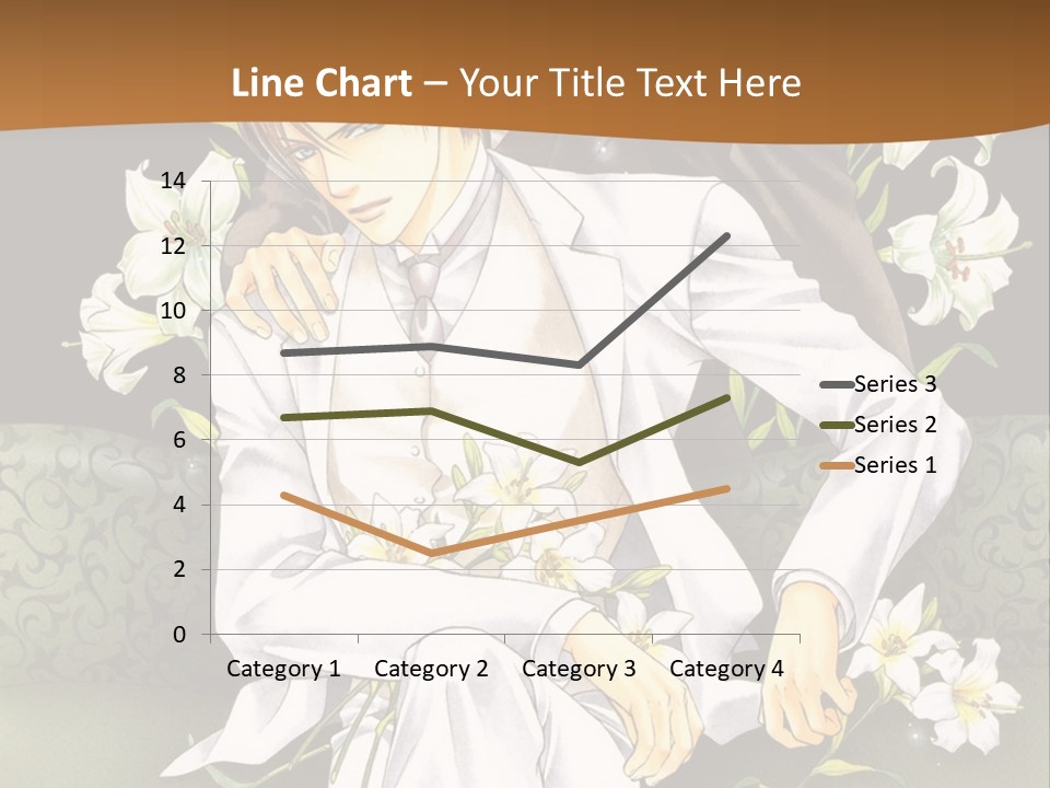 A Man And Woman Sitting On A Couch With Flowers PowerPoint Template