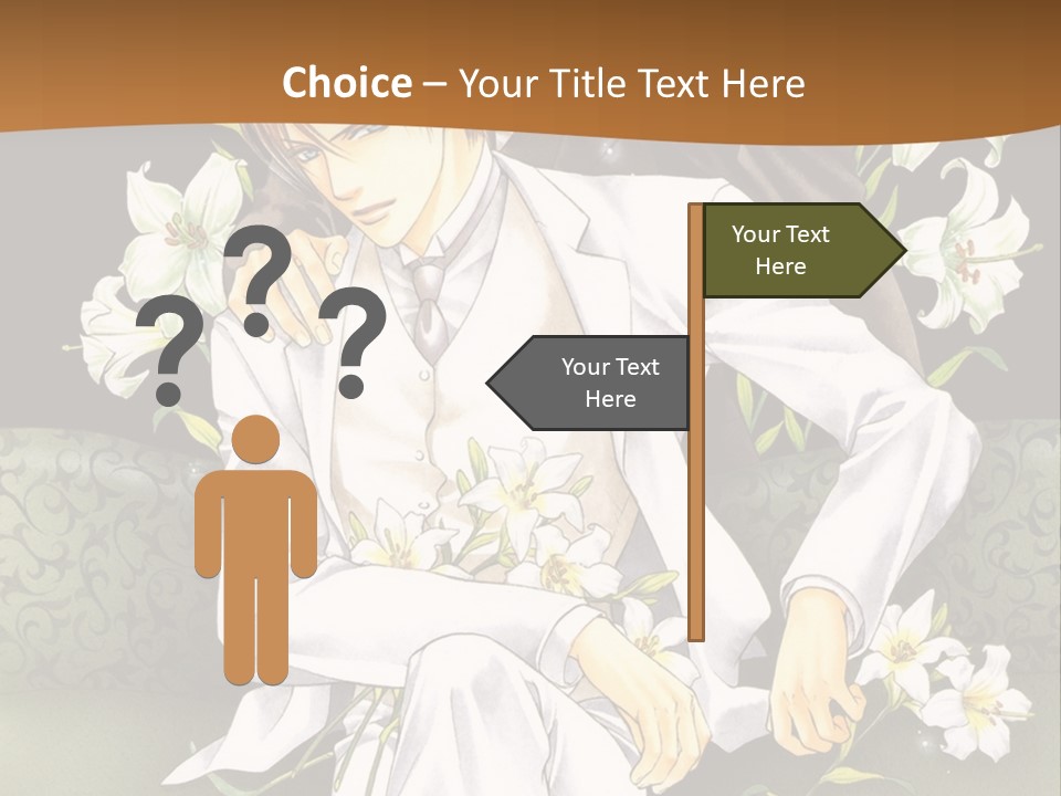 A Man And Woman Sitting On A Couch With Flowers PowerPoint Template