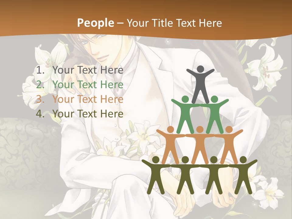 A Man And Woman Sitting On A Couch With Flowers PowerPoint Template