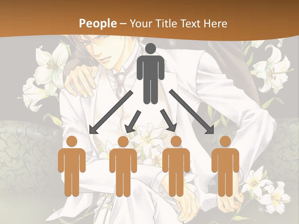 A Man And Woman Sitting On A Couch With Flowers PowerPoint Template