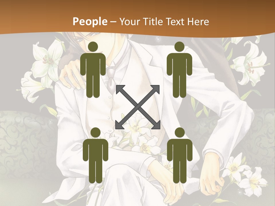 A Man And Woman Sitting On A Couch With Flowers PowerPoint Template