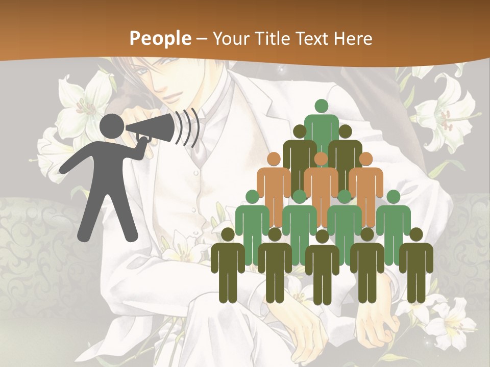 A Man And Woman Sitting On A Couch With Flowers PowerPoint Template