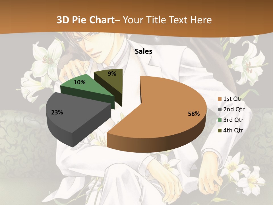 A Man And Woman Sitting On A Couch With Flowers PowerPoint Template