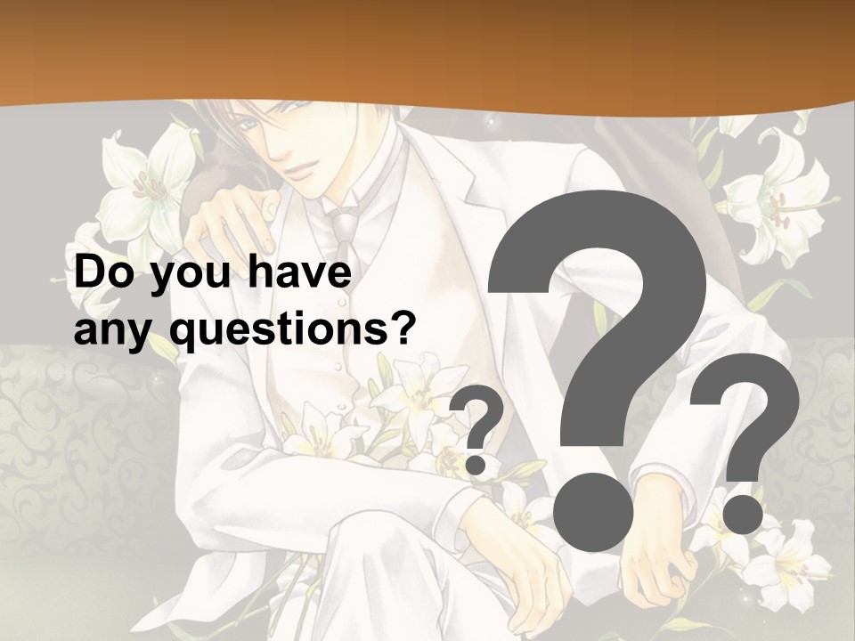 A Man And Woman Sitting On A Couch With Flowers PowerPoint Template