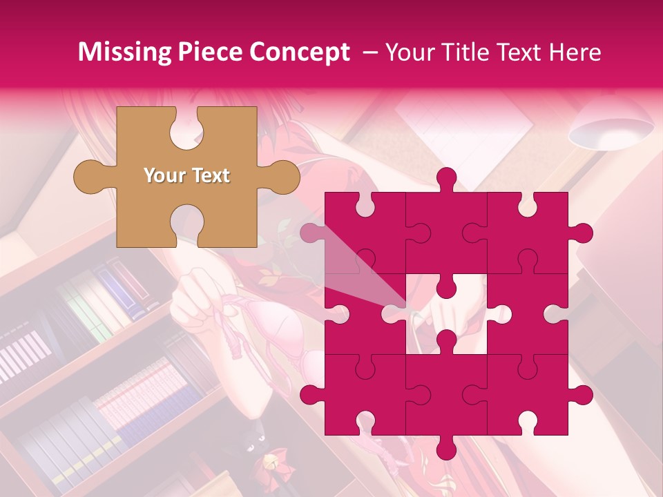 A Woman In A Red Dress Standing In Front Of A Book Shelf PowerPoint Template