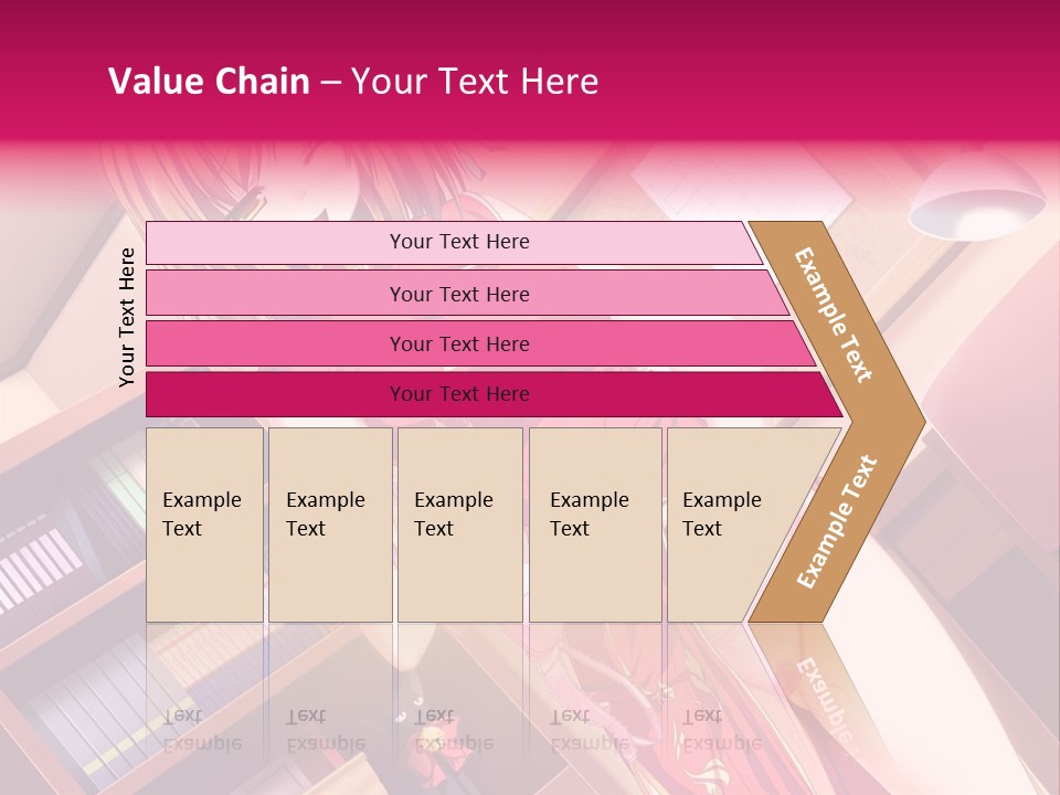 A Woman In A Red Dress Standing In Front Of A Book Shelf PowerPoint Template