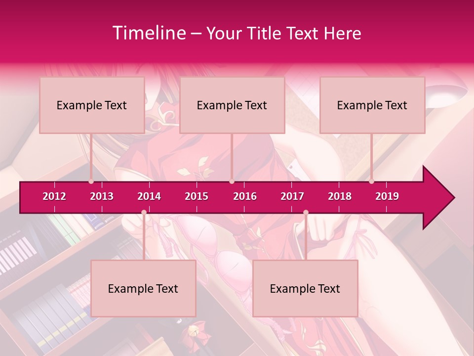 A Woman In A Red Dress Standing In Front Of A Book Shelf PowerPoint Template