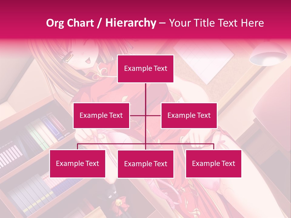 A Woman In A Red Dress Standing In Front Of A Book Shelf PowerPoint Template