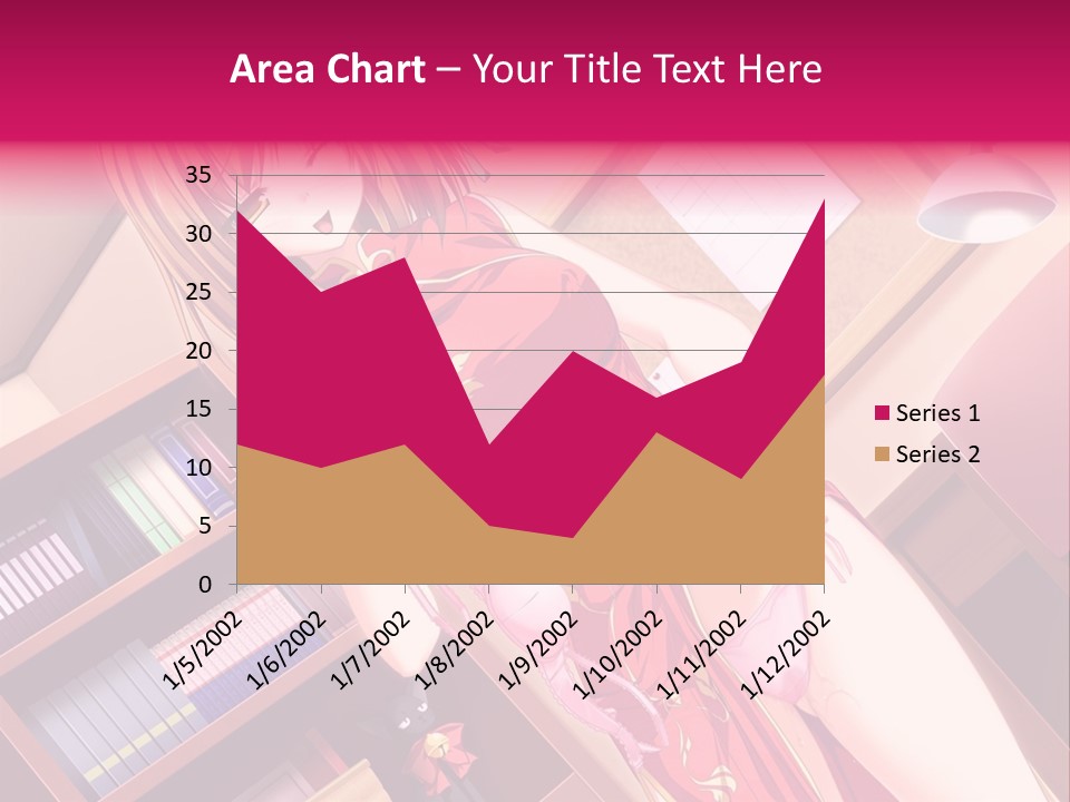 A Woman In A Red Dress Standing In Front Of A Book Shelf PowerPoint Template