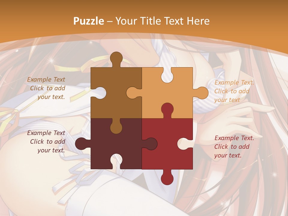 A Girl With Long Brown Hair And White Pants PowerPoint Template