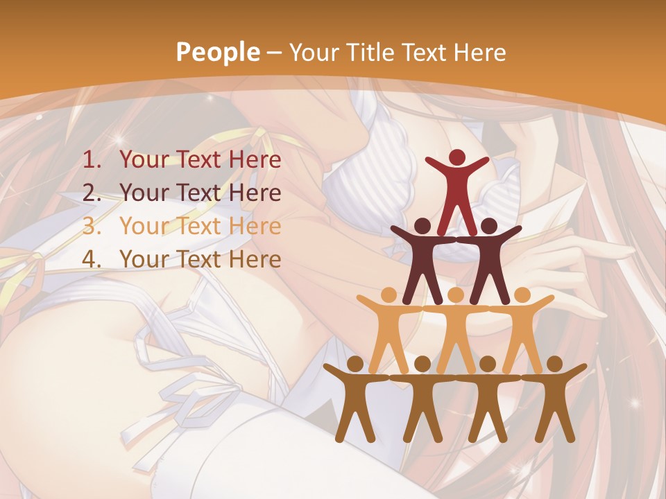 A Girl With Long Brown Hair And White Pants PowerPoint Template