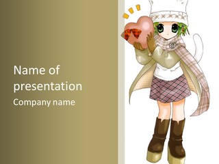 A Girl In A Chef's Outfit Holding A Hot Dog PowerPoint Template