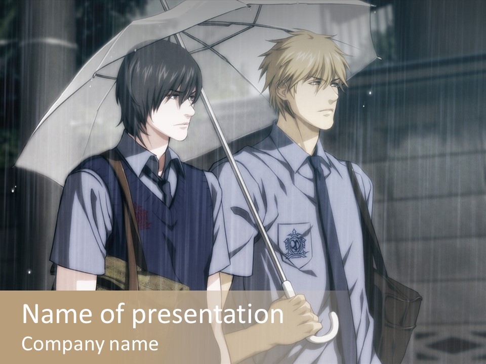 A Couple Of People Holding Umbrellas In The Rain PowerPoint Template