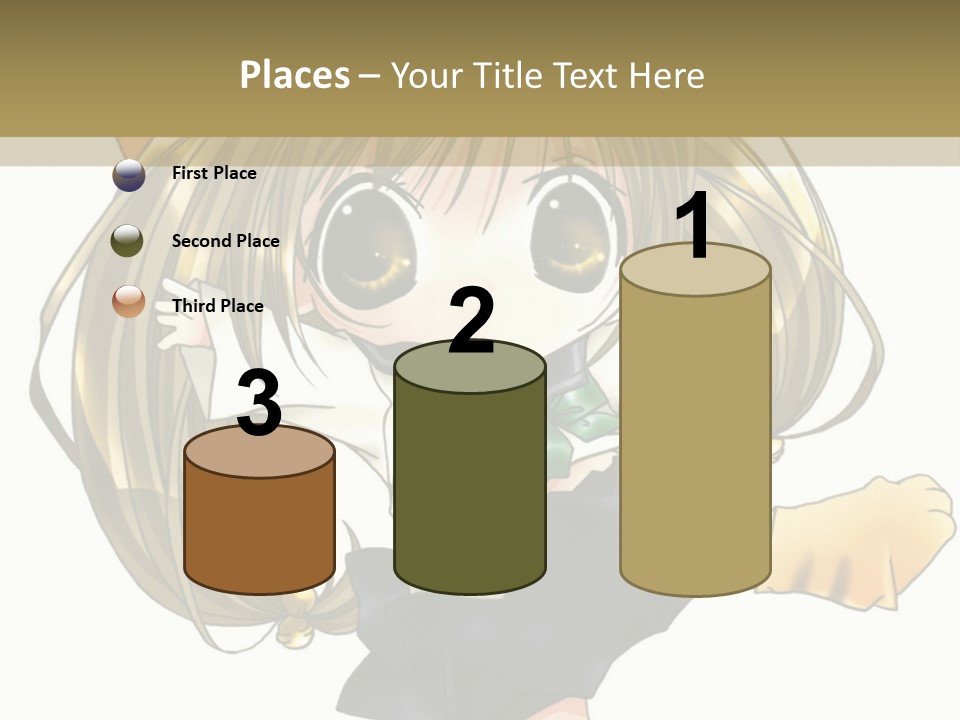 A Cartoon Girl With A Cat On Her Back PowerPoint Template