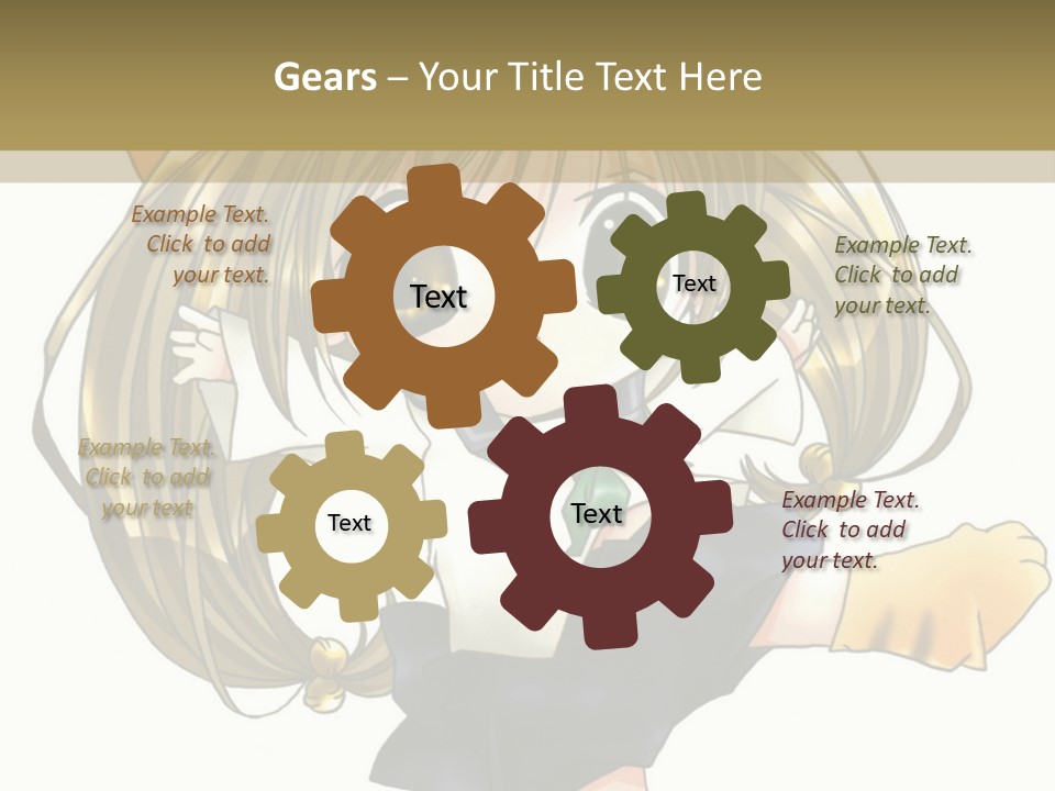 A Cartoon Girl With A Cat On Her Back PowerPoint Template