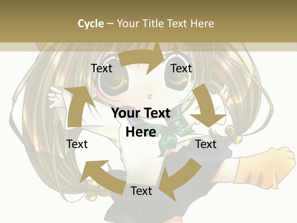 A Cartoon Girl With A Cat On Her Back PowerPoint Template