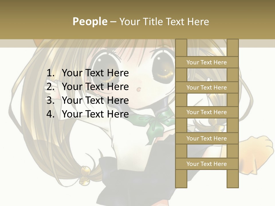 A Cartoon Girl With A Cat On Her Back PowerPoint Template