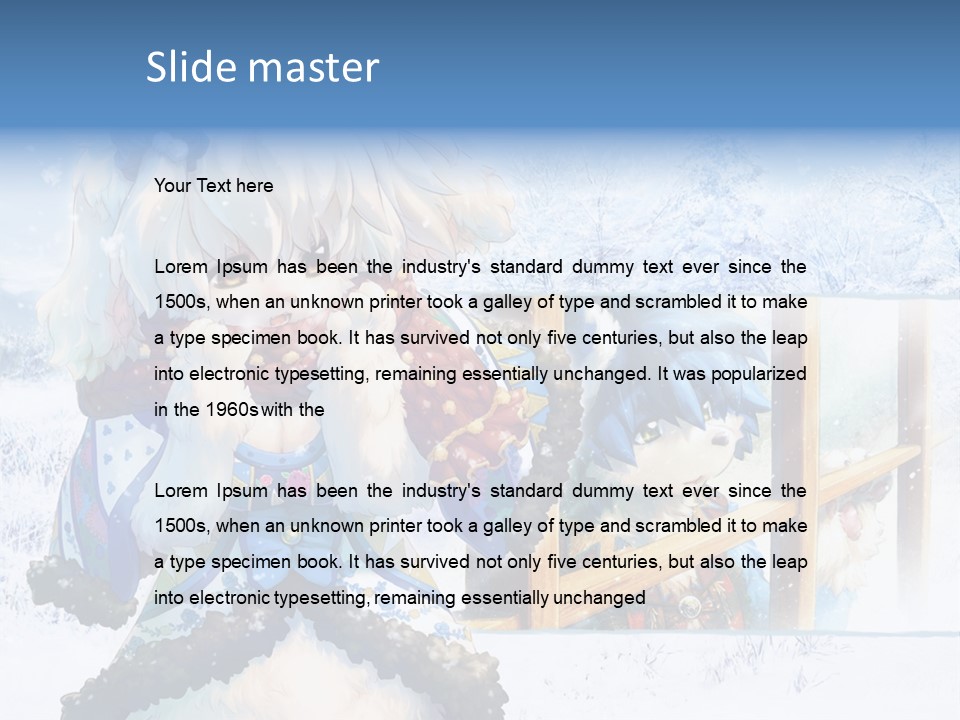 A Snow - Covered Landscape With Two Anime Characters PowerPoint Template