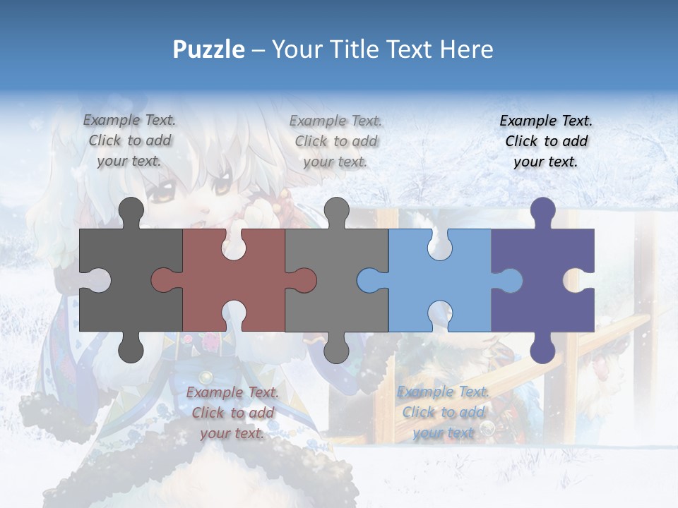 A Snow - Covered Landscape With Two Anime Characters PowerPoint Template