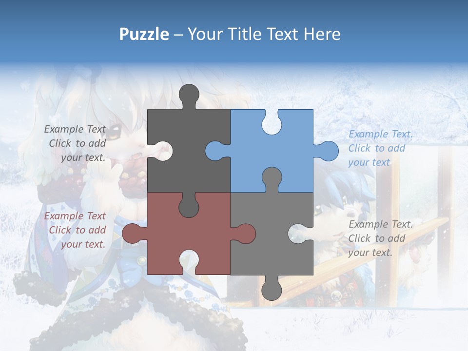 A Snow - Covered Landscape With Two Anime Characters PowerPoint Template