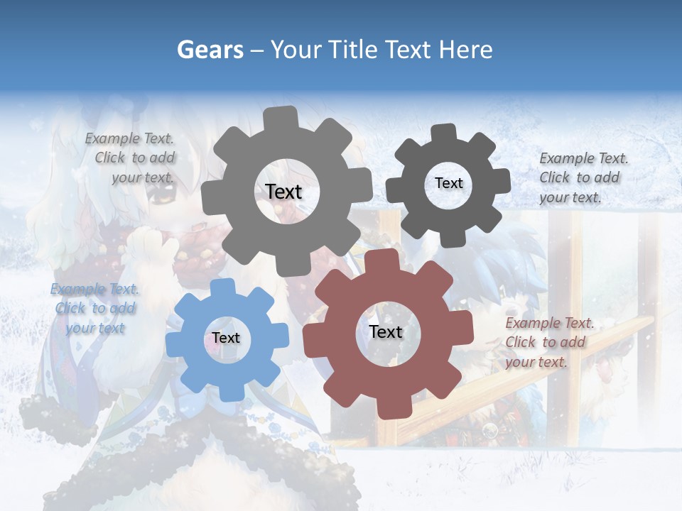 A Snow - Covered Landscape With Two Anime Characters PowerPoint Template