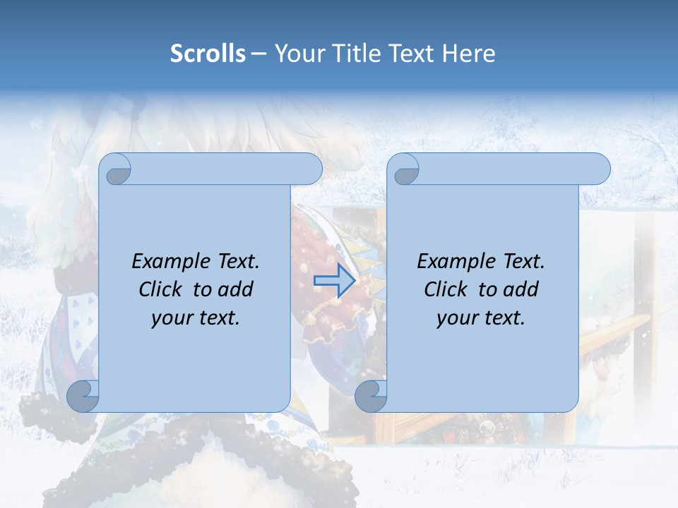 A Snow - Covered Landscape With Two Anime Characters PowerPoint Template