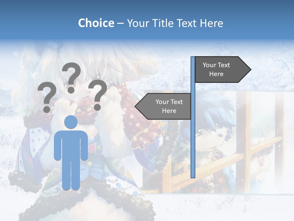 A Snow - Covered Landscape With Two Anime Characters PowerPoint Template
