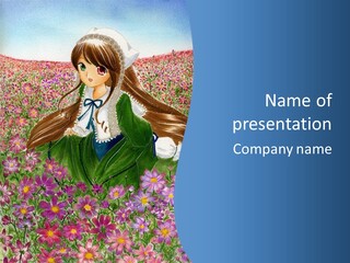 A Girl Sitting In A Field Of Flowers Powerpoint Template PowerPoint Template