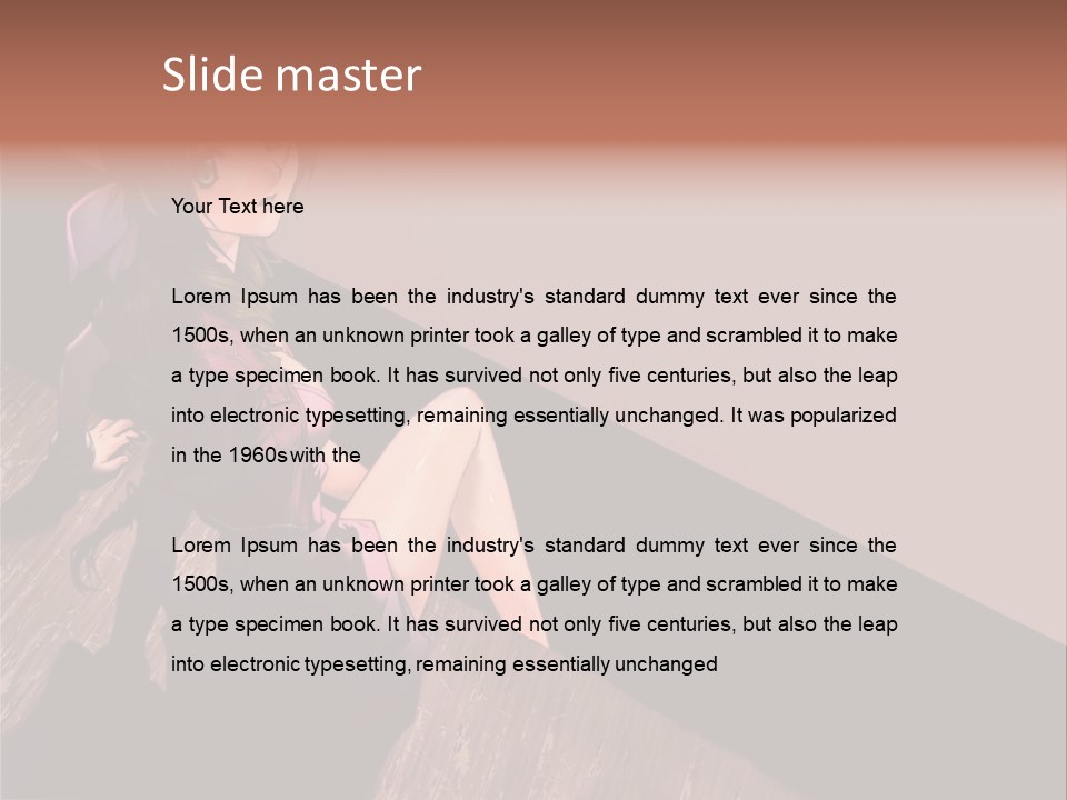 A Woman Sitting On The Floor With Her Legs Crossed PowerPoint Template