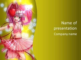 A Girl In A Pink Dress With A Heart On Her Head PowerPoint Template