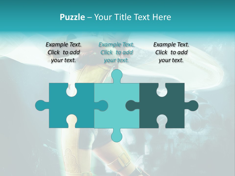 A Woman In A Yellow And Blue Outfit Holding A Sword PowerPoint Template