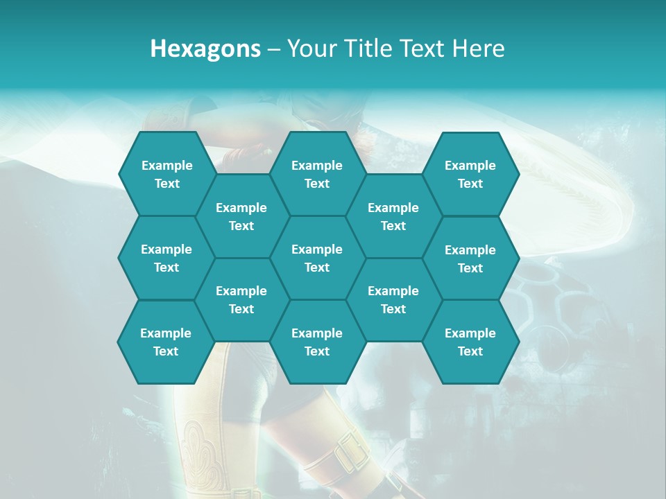 A Woman In A Yellow And Blue Outfit Holding A Sword PowerPoint Template