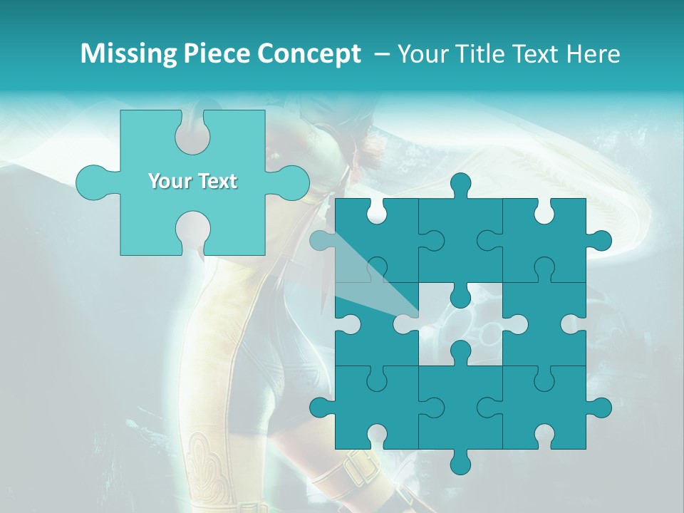 A Woman In A Yellow And Blue Outfit Holding A Sword PowerPoint Template