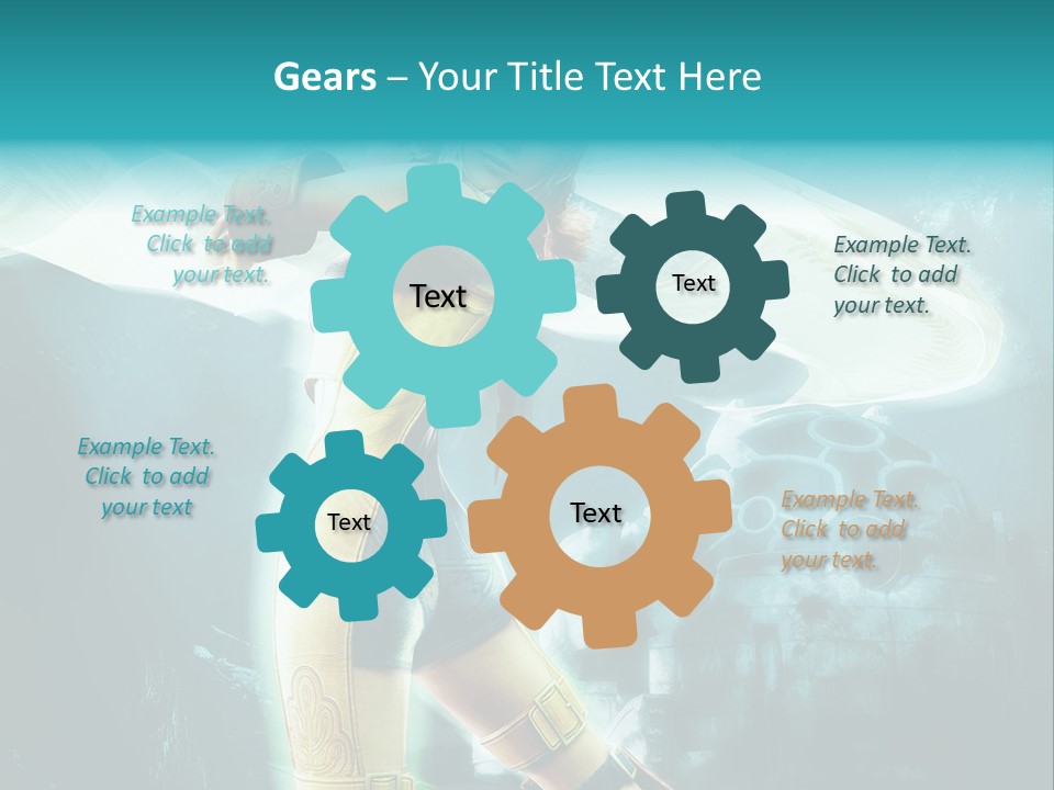 A Woman In A Yellow And Blue Outfit Holding A Sword PowerPoint Template