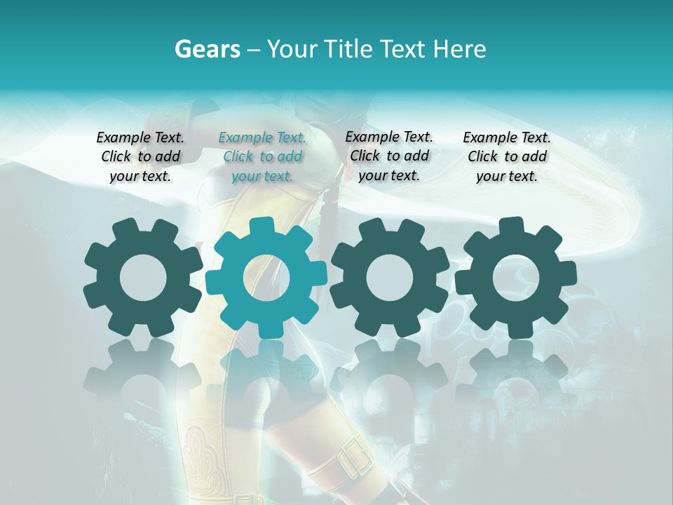 A Woman In A Yellow And Blue Outfit Holding A Sword PowerPoint Template