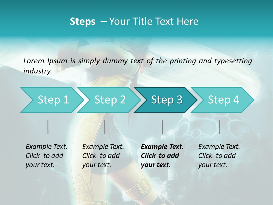 A Woman In A Yellow And Blue Outfit Holding A Sword PowerPoint Template