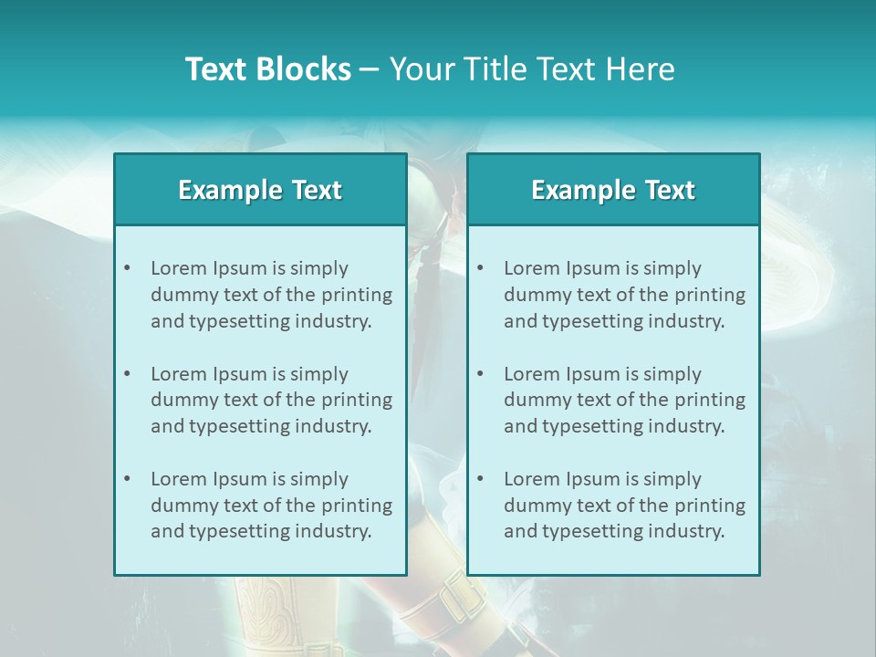 A Woman In A Yellow And Blue Outfit Holding A Sword PowerPoint Template