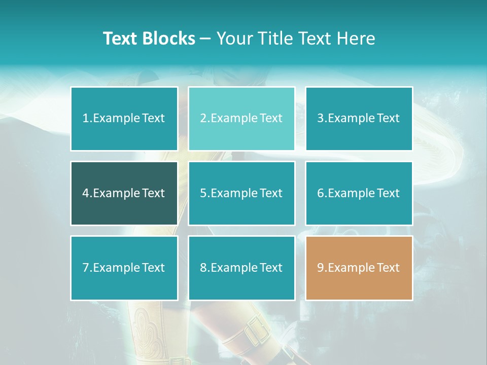 A Woman In A Yellow And Blue Outfit Holding A Sword PowerPoint Template