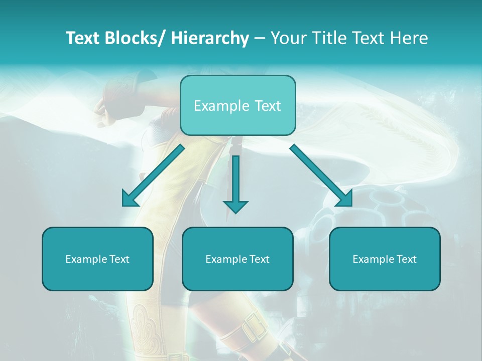 A Woman In A Yellow And Blue Outfit Holding A Sword PowerPoint Template