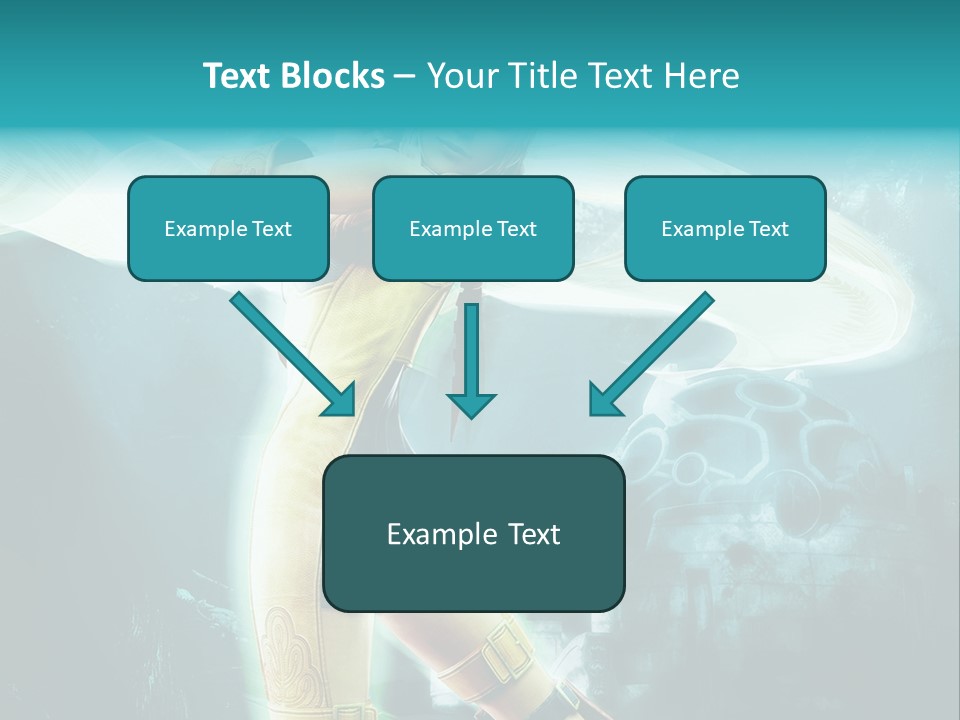 A Woman In A Yellow And Blue Outfit Holding A Sword PowerPoint Template