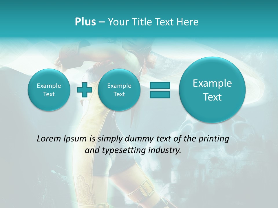 A Woman In A Yellow And Blue Outfit Holding A Sword PowerPoint Template