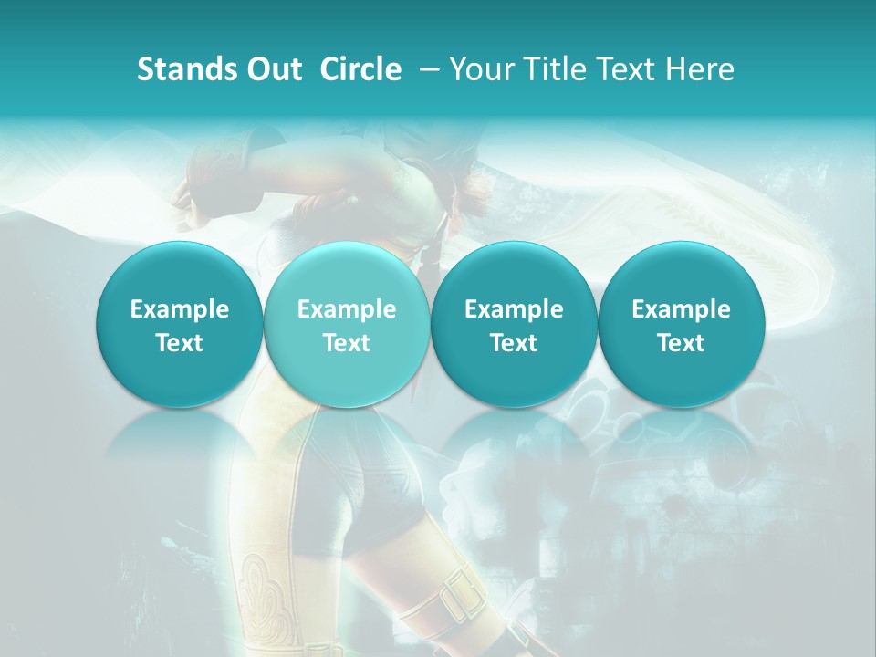 A Woman In A Yellow And Blue Outfit Holding A Sword PowerPoint Template