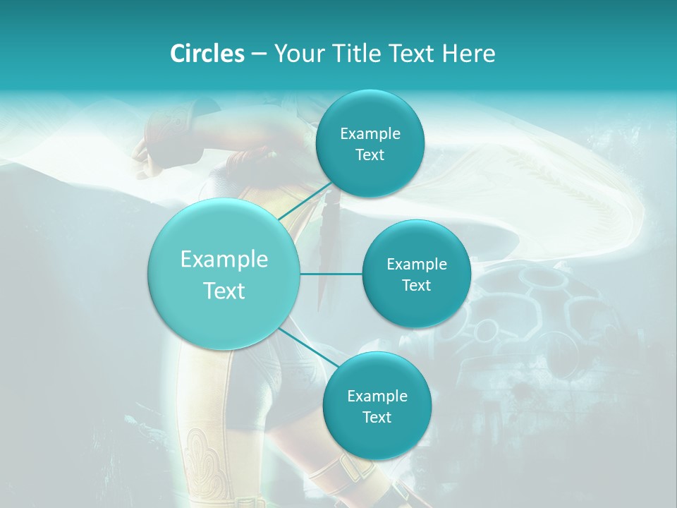 A Woman In A Yellow And Blue Outfit Holding A Sword PowerPoint Template