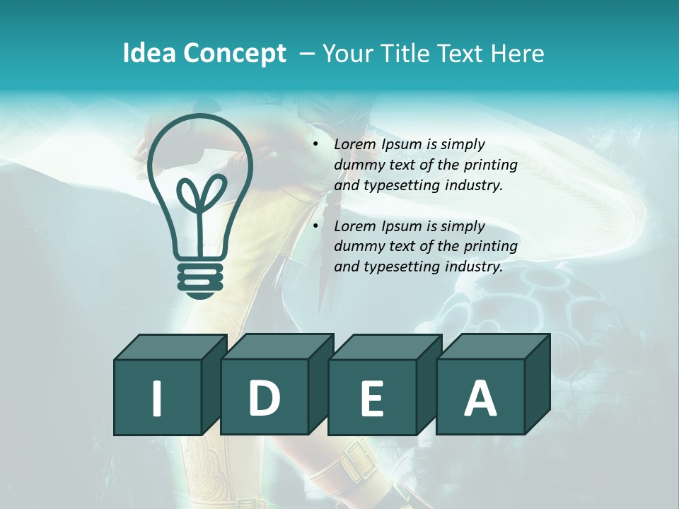 A Woman In A Yellow And Blue Outfit Holding A Sword PowerPoint Template