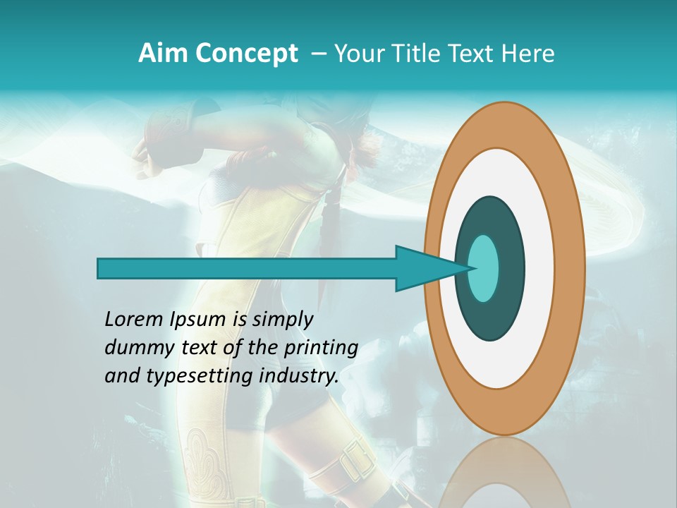 A Woman In A Yellow And Blue Outfit Holding A Sword PowerPoint Template